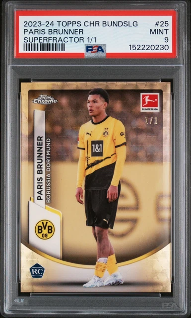2023-24 TOPPS CHROME BUNDESLIGA SUPERFRACTOR 1/1 #25 PARIS BRUNNER 1/1 PSA 9