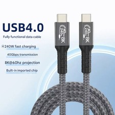 Thunderbolt 4/USB 4.0 Cable 40Gbps 240W PD Fast Charging 8K UHD For MacBook/iPad
