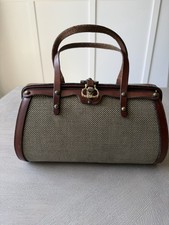 Stunning Vintage 1970s John Romain Tweed Leather Turn Lock Satchel Purse