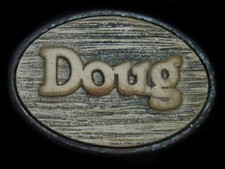 TA01101 VINTAGE 1970s NAME  DOUG  BRASSTONE BELT BUCKLE