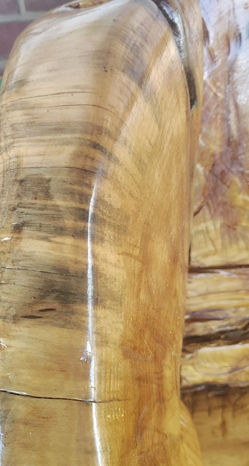 Hand Carved Rustic Solid Wood Bench. Southern Pine. 5 Ft 6 In By  33.5” 14.5 Sit - Image 4 of 4