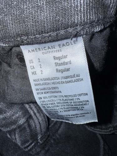 Jeans American Eagle taglia 2 neri super alti larghi gamba larga denim elasticizzato - Foto 5 di 5