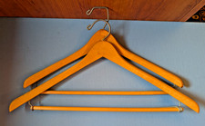2 vintage wooden clothes hanger WISHBONE BATTS, detaching suit pants bar