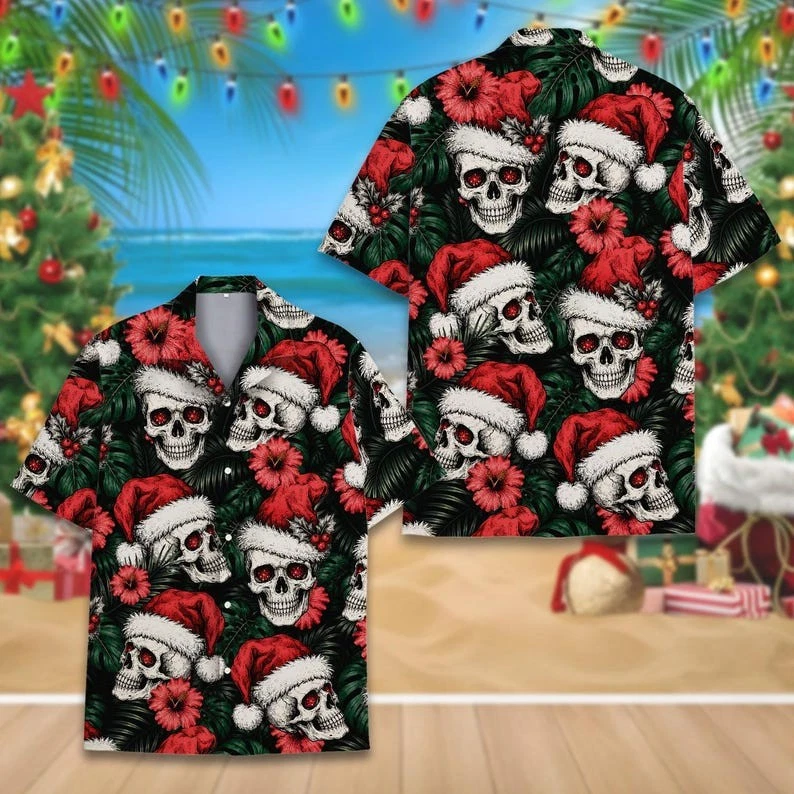 Skeleton Ribcage Pumpkin Hawaiian Shirt Button Down Halloween Spooky Beach Shirt