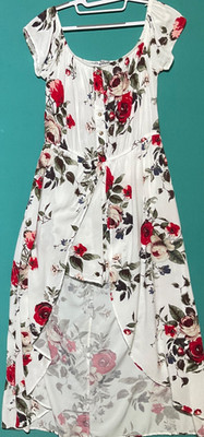 J FOR JUSTIFY Romper Maxi Dress SZ XL Cold Shoulder High Low  Hem Floral Boho