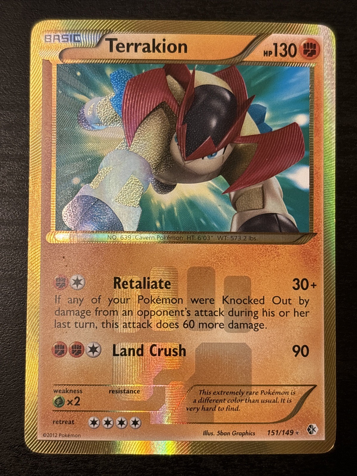 Terrakion 151/149 Secret Rare Boundaries Crossed holo Pokemon TCG card Lp(-)