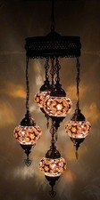 Turkish Moroccan Glass Mosaic Hanging Lamp Ceiling Light Chandeliers