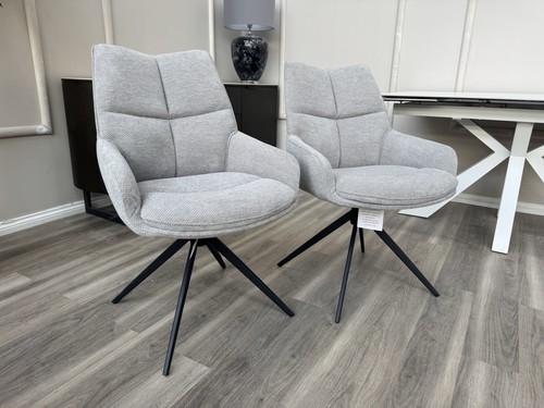STUNNING Furniture Village Kiara Pair Of Grey Swivel Dining Kitchen Chairs - Picture 7 of 14