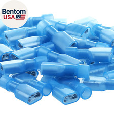 UL Listed Blue Female Spade Connector 16-14 AWG, 100 Pcs Nylon Electrical Crimps