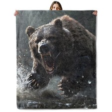 Bear Throw Blanket for Girls Boys Adults, 50x60 in, Cozy Flannel Blanket for ...