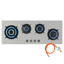 Klarstein Goldflame 4-Burner Slim Gas Hob 90 cm Built-in Gas Cooker Hob Silver
