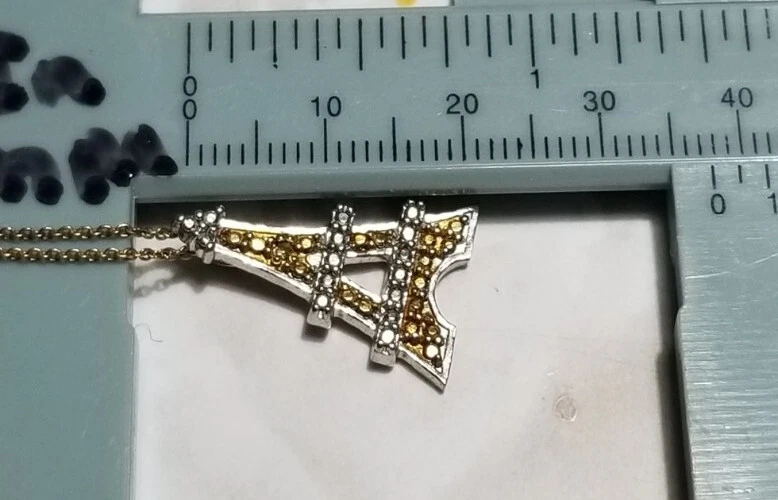 QVC Plata de Ley Diamante Amarillo Torre Eiffel Colgante Collar Foto 4 de 4