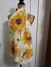 VINTAGE Beautiful Painted Sunflower Scarf