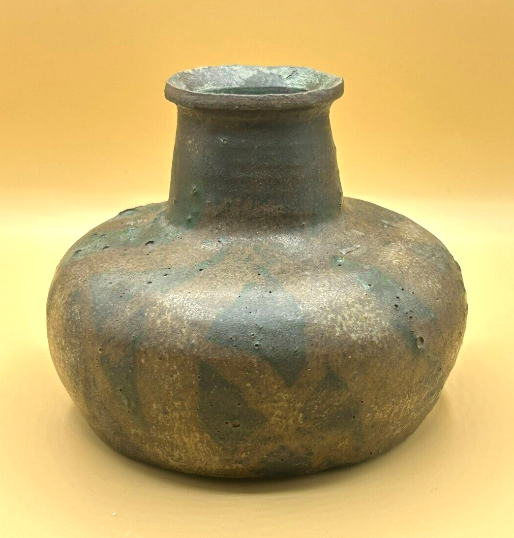 Vintage Brown & Green Heavy Stoneware 3.5" Pottery Vase eBay