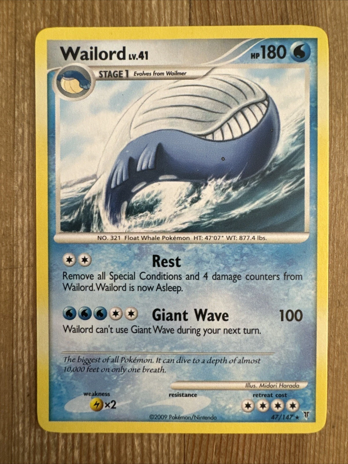 Wailord - 47/147 - Rare LP, English Pokemon Supreme Victors