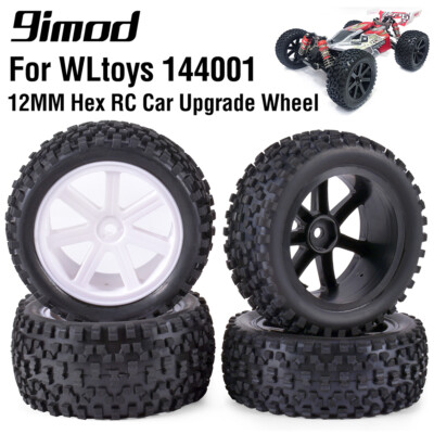 RC Car Wheels 1/10 Tires 12mm Hex for WLtoys 144001 124019