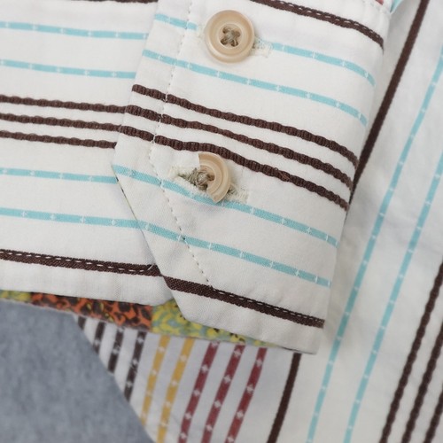 Robert Graham Shirt Mens Large Multi-stripe Autumn Theme Colorful *flaws* - Picture 9 of 15