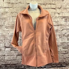 RBX Women's Pink Full Zip Fleece Long Sleeve Funnel Neck Sweater Size Medium