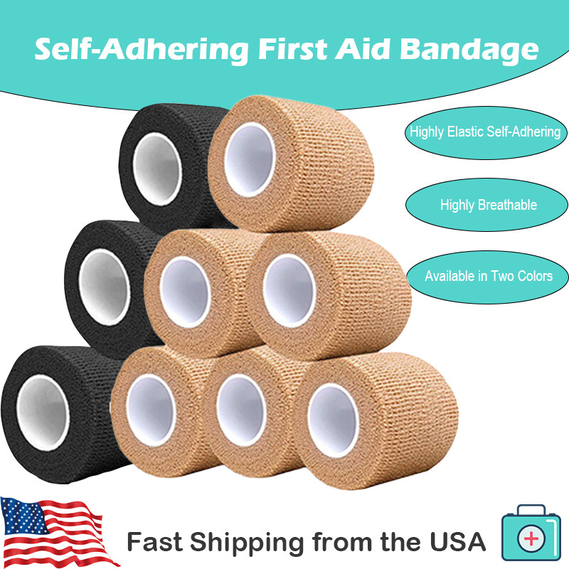 6 Rolls Self-Adhesive Elastic Bandage, Vet & Medical Tape (2