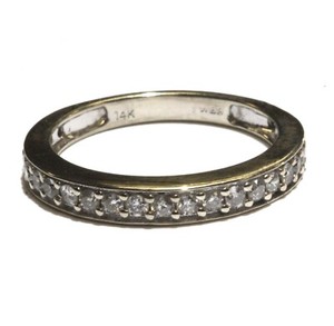 14k white gold .50ct SI2 H round diamond channel wedding band ring 2.6g size 7