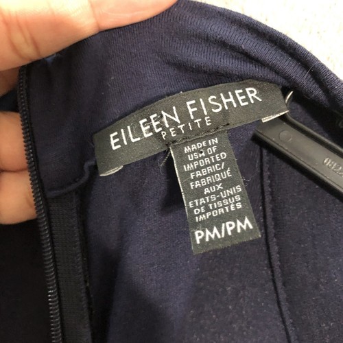 Eileen Fisher Navy Blue Petite Medium PM Jersey Knit Wide Leg Jumpsuit Pants - Picture 10 of 14