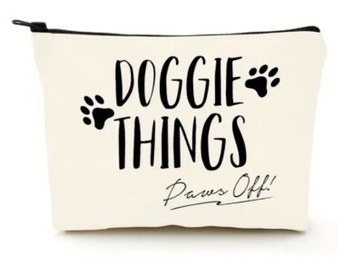 Doggie Things Tasche, creme, Reißverschlusstasche, Beutel für Leckerli, Wichtel, Geburtstag