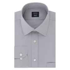 ARROW Men's Gray WRINKLE FREE - STRETCH FABRIC Dress Shirt - 22 34/35 6XL BIG