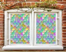 3D Color Circle O528 Window Film Print Sticker Cling Stained Glass UV Block Am