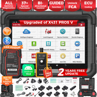 2025 LAUNCH X431 PRO TT Bidirectional Car OBD2 Diagnostic Scanner&All Connectors 37 Reset ECU Coding CANFD Key IMMO PK DYNO V