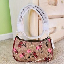 Nwt Coach Teri Shoulder Bag In Signature Canvas With Cherry Print CY694