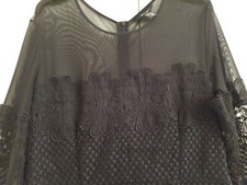 Glam Chic Black Short Lace Dress Gotic Size 14