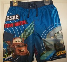 Disney Cars Secret Mission Blue Swim Suit Trunks Shorts Boys Size 4 / 5 NWT
