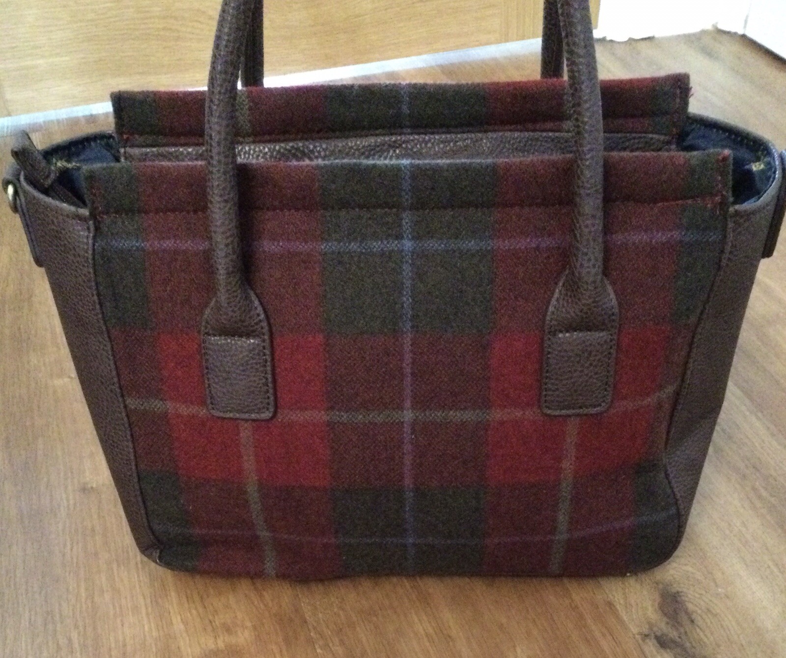 BNWOT Joules Red check tweed bag Handles/ Long CrossBody Strap