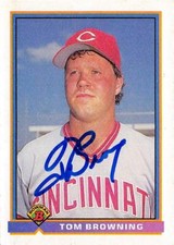 Tom Browning autographed baseball card (Cincinnati Reds) 1991 Bowman #684