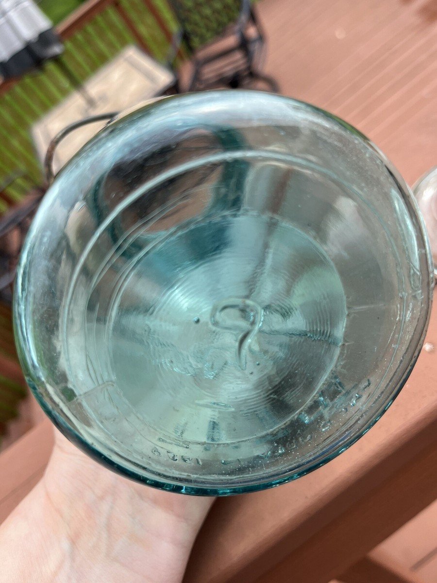 Ball Ideal mason jar blue with lid, Pat De July 14 1908, Error Jar