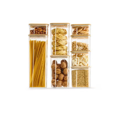 8 Piece Bamboo Lid Food Storage Set Kitchen Organiser Storage Container