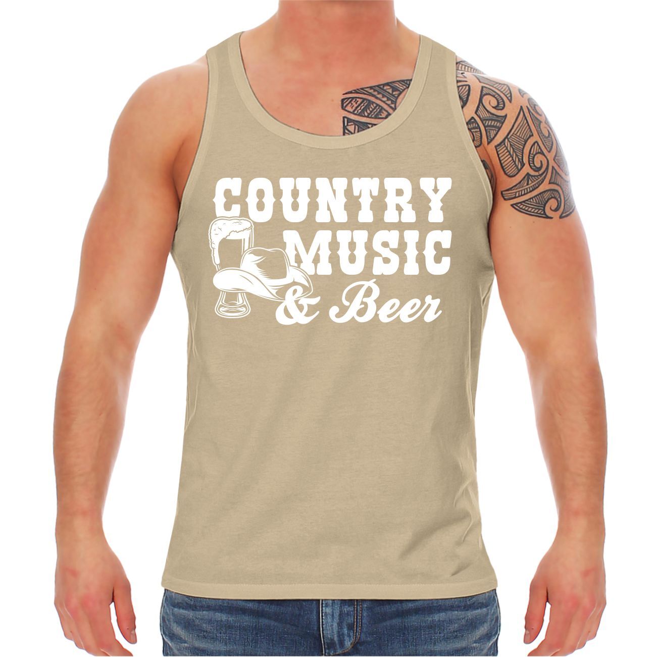 ALTRA Canotta uomo maglietta muscolosa musica country e birra western cowboy cavaliere uomo