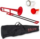 OB pInstrument pBone Red Plastic Trombone, Comfortable Ergonomic Grip, Red