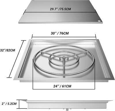 Skyflame 30'' x 30'' Round Stainless Steel DIY Drop-in Firepit System Assembly ...