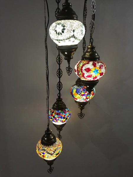 5 Ball Turkish Mosaic Chandelier Lamp Mix Colors 152545035463 5 Ball Turkish Mosaic Chandelier Lamp Mix Colors Hover To Zoom