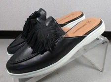 7814867 LSP30 DARLENE FRINGE WOMEN SHOE 8.5 M BLACK LEATHER MULE JOHNSTON&MURPHY