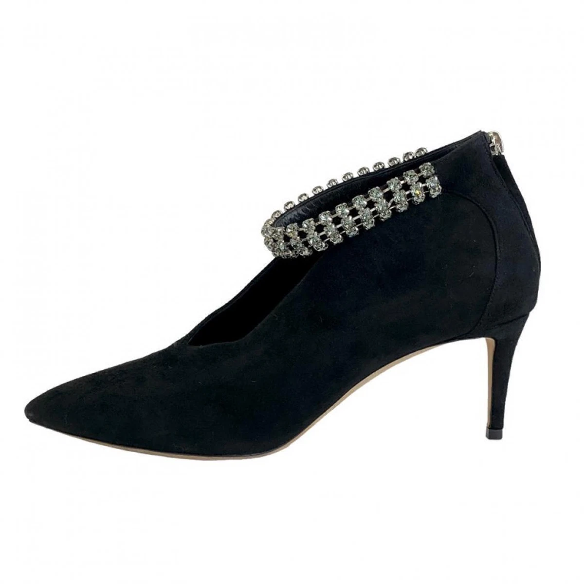 Jimmy Choo women's black suede V-CUT ankle strap pumps size