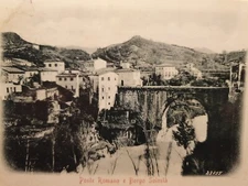 VERY RARE ROMAN BRIDGE VILLAGE SOLESTÀ ASCOLI PICENO POSTCARD VG 1901 EXCELLENT-A15