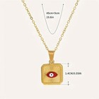18k Gold Plated Evil Eye Square Pendant Necklace! Red Evil Eye Center!  — photo 1