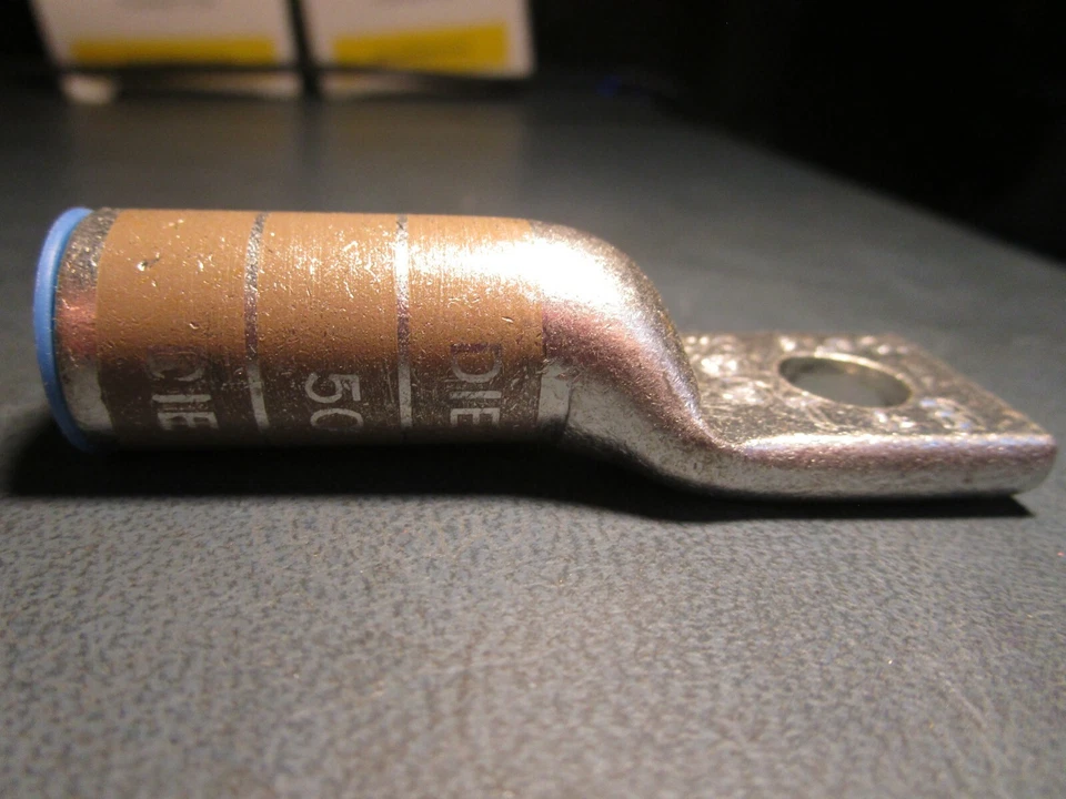 Color-Keyed®1/0 Cable Size 3/8" Bolt Size Tan Aluminum/Copper 1-Hole Lug Connect - Image 2 of 2