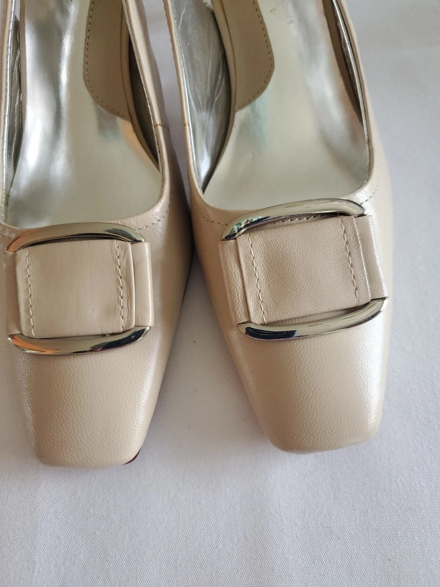 Naturalizer GRACE Women s Tan Leather Block Toe Buckle Slingback