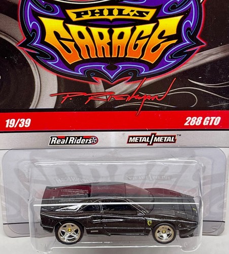 Mattel Hot Wheels 1:64 Phil's Garage Ferrari 288 GTO Black Real Riders R1777 - Picture 2 of 3
