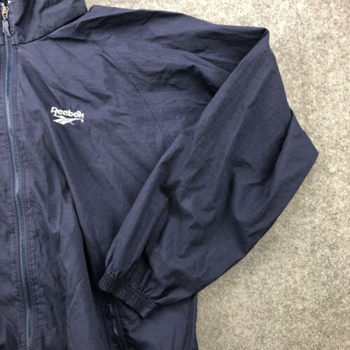 Vintage Reebok Jacket Mens XL Blue Windbreaker Track Spell Out Embroidered * - Picture 4 of 12