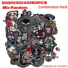25-100pcs Mixed Punk Skull Band Embroidered Iron-on Patches for Clothing DIY