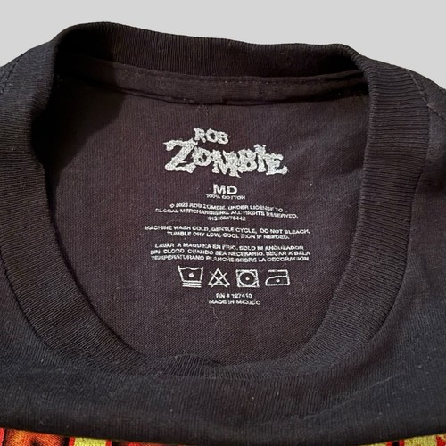 Rob Zombie Camicia Uomo Media Nera Fuoco Manica Corta 100% Cotone Metallo Y2K - Foto 3 di 6